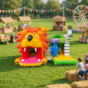 Château Gonflable Combo Toboggan Le Roi Lion Parc Animalier, Meilleure Vente, Pas Cher, Populaire, Maison Gonflable - Product Image 1