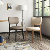 Chaise de salle à manger nordique en laine PU avec pieds en bois, dossier moderne et design simple pour la maison, le restaurant et l'hôtel
