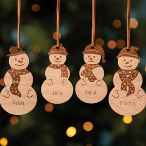 Personalized Wooden <strong>Christmas</strong> Hanging <strong>Engraved</strong> Bell Reindeer Snowflake Bulb Tree <strong>Decoration</strong>