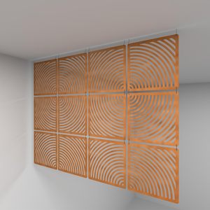 Panneaux de séparation de pièce suspendus en bois de teck moderne et contreplaqué de <span class=keywords><strong>bouleau</strong></span>, découpés CNC, écran d'intimité semi-transparent, finition peinte de qualité supérieure - Product Image 4