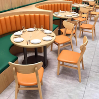 Chaise et table carrées modernes en bois de style chinois pour café, banquette de luxe en cuir pour restaurant, mobilier de restauration pour projets