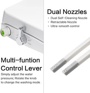 ที่นั่งชักโครกแบบไม่ใช้ไฟฟ้า ARROW Ultra Slim Elongated พร้อมระบบควบคุมด้วยคันโยกด้านข้างเพื่อการทำความสะอาดง่าย หัวฉีดคู่สำหรับล้างด้านหน้าและด้านหลัง - Product Image 3