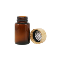 Flacon à pilules médical brun 60cc 75cc 100cc 200cc en verre ambré avec bouchon en bambou, flacon en verre pour poudre, conteneur pour compléments alimentaires