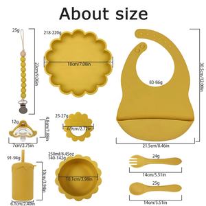 Bpa Free Baby stoviglie in Silicone bavaglini impermeabili ciuccio asciugamano <span class=keywords><strong>Saliva</strong></span> flessibile tinta unita ventosa ciotola e cucchiaio per bambini - Product Image 2