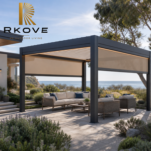 Pérgola Independiente Personalizada de 5x5m con Pantallas de Privacidad ZIP y Techo de Láminas para Áreas de Descanso Costeras - Product Image 3