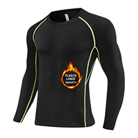 Ensemble de vêtements de sport compressifs doublés de polaire pour hommes, tenue d'entraînement à séchage rapide et haute élasticité pour le jogging matinal, la course à pied et l'entraînement en salle de sport