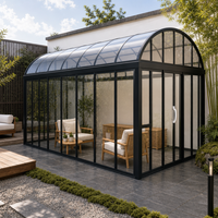 Véranda en verre mobile avec toit rétractable motorisé et porte coulissante pour patio, terrasse, jardin, salon