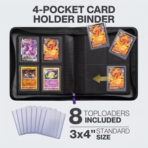 Grand album porte-cartes en plastique à couverture rigide à 4 compartiments et motif maillé pour PTCG TCG pour les cartes à collectionner - Product Image 2