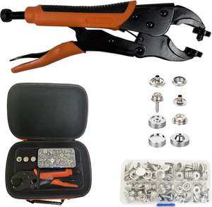 भारी शुल्क स्नैप फास्टनर टूल किट, समायोज्य सेटर के साथ पंचिंग फ़ंक्शन, 100 सेट बोट कवर स्नैप के साथ 15 मिमी स्नैप उपकरण - Product Image 1