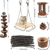 Lot de 17 jouets d'activités durables en bois pour hamsters, souris, rats et gerbilles - Accessoires pour petits animaux, jouets à mâcher, cachettes |   Fabriqué en Chine