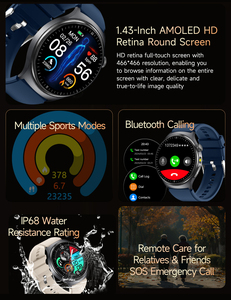 TK27 Smartwatch 1.43 Inch AMOLED Full Touch Screen ECG Body Fat Monitor BT Calling AI Voice Assistant Flashlight Smart Watch - Product Image 6