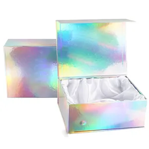 Boîte cadeau magnétique de luxe en papier boîte d'emballage boîte cadeau holographique personnalisée en carton avec aimant