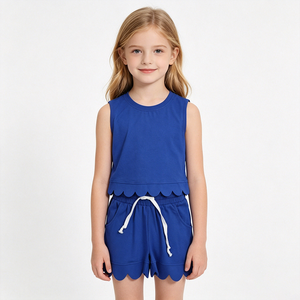 En stock: Conjuntos de verano de algodón suave para mujer con diseño festoneado, ropa de moda al por mayor, conjuntos a juego para mamá e hija, ropa de fábrica de alta calidad para boutiques. - Product Image 4