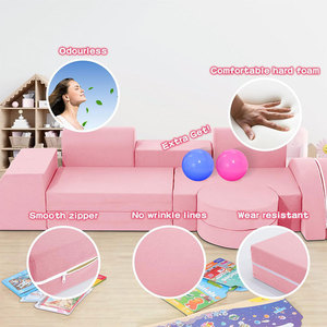 Giving Tree Children's Modular <b>Sofa</b> Set 43x16.5 Inch Pink Playroom Furniture For Toddlers And <b>Kids</b> Age 3+ - Product Image 4