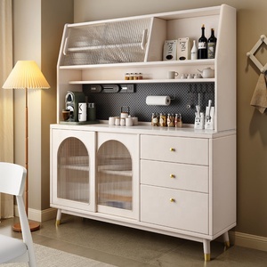 Massivholz-Sideboard mit Gerillten Glastüren und Schubladen Buffetschrank Walnuss Marmorplatte Große Kapazität Esszimmer-<span class=keywords><strong>Anrichte</strong></span> - Product Image 6