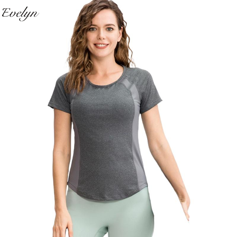 EVELYN Yoga Workout T-Shirt OEM ODM Short Sleeve High Elastic Mesh Quick-Drying Breathable for Adults' Exercise Running Clot