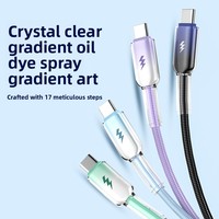 Câble de charge rapide et de transfert de données USB-A vers C 40W en nylon tressé effet cristal de glace pour iPhone Samsung Android