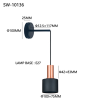 Lampe murale LED moderne noire 30 Watts, design créatif en métal, abat-jour en fer forgé, idéale pour l'éclairage de salon et de couloir