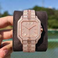 Montres automatiques Hip Hop Bust Down Diamond pour hommes, montres de luxe de créateur, serties de diamants, couleur D, moissanite, montre mécanique à bracelet