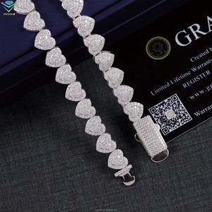 Pulsera/collar de cadena cubana con forma de corazón, corte brillante redondo, chapado en oro de 18 quilates, plata 925, certificado GRA, moissanita VVS, estilo hip hop. - Product Image 4