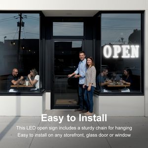 Led Open Sign 40x14 Remote Control High Bright Business Display Static Text Electric Sign Plug Powered - Product Image 5