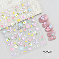 Stiker Kuku Hewan Peliharaan Plastik 5D Motif Bunga Cantik, Embossed, Perekat Sendiri, Relief, DIY, Seni Dekorasi Kuku