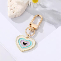 Nouveau Porte-clés en gros Œil turc irrégulier en émail doré, porte-bonheur, avec Cœur bleu et Œil protecteur, pour femmes, pendentif de sac et de pochette