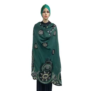 SE-543イスラム教徒の女性の祈りヒジャーブスカーフドバイイスラムアラブショールヘッドスカーフプレミアムコットン刺Embroideryヒジャーブラインストーン付き