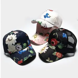 Chapeau de camionneur en maille florale imprimé par Sublimation, casquette de Baseball pour homme et femme, Hip Hop, courbe, billet, papa, nouveau Style, 2022