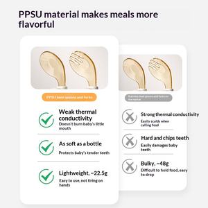 Ensemble fourchette et cuillère pour bébé ESTICK - Silicone de qualité alimentaire, design simple pour <span class=keywords><strong>les</strong></span> enfants d'un an, vaisselle pour l'autonomie alimentaire - Product Image 2