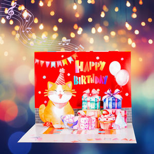 3D Pop Up thẻ âm nhạc ánh sáng chim giấy laser cắt Hạnh Phúc sinh nhật handmade Biểu tượng tùy chỉnh Quà Tặng chúc mừng tuyết trắng - Product Image 2