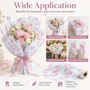 Custom Eco-Friendly Pink flower <b>Pattern</b> Gift Wrap <b>Paper</b> Roll Double-Sided Coated Recyclable 100GSM Digital Printing <b>Paper</b> - Product Image 4