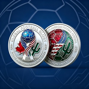 Pièce de monnaie commémorative <span class=keywords><strong>FIFA</strong></span> 2026 en alliage, relief 3D, à collectionner, avec design sur le thème des Trois Royaumes - Product Image 3