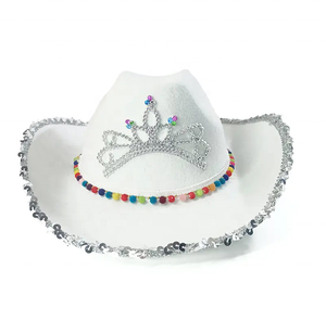 Alta calidad Rhinestone occidental desgastado Light up Disco Led disfraz brillo Rosa fieltro fiesta <span class=keywords><strong>vaquero</strong></span> vaquera <span class=keywords><strong>sombrero</strong></span> para <span class=keywords><strong>mujer</strong></span> - Product Image 3