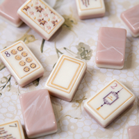 Jeu de Mahjong Floral avec Tuiles Joker, Dos Marbré, Motif 3D en Relief, Doré Vintage, Design Floral Art Nouveau, Tuiles de Mahjong Cadeau