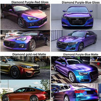 Film adhésif pour voiture FYL PET Chameleon Purple to Red Gloss Diamond, vinyle changeant de couleur, auto-adhésif, rouleau de film vinyle pour voiture, film à libération d'air