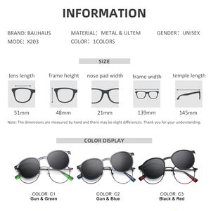X203 Vente chaude Lunettes <span class=keywords><strong>de</strong></span> <span class=keywords><strong>soleil</strong></span> magnétiques à clip en métal <span class=keywords><strong>de</strong></span> haute qualité, rondes et populaires - Product Image 2