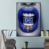 Peinture murale décorative abstraite moderne Graffiti Woman Lips, impression sur toile, vente en gros