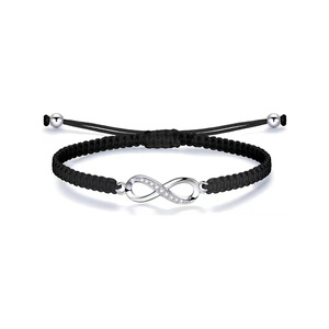 Mode 8 Infinity Nummer Armband Zwart Verstelbaar Geweven Touw Handgemaakte Draad Draad Armbanden Als Cadeau Voor Moederdag