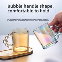 Tasse à thé créative de couleur unie avec poignée bulle, en verre résistant à la chaleur, design moderne, célèbre sur internet, pour couple, Saint-Valentin