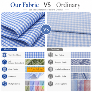 Tissu Gingham Léger et Respirant pour l'Été, 60% Polyester 40% Coton, Tissu à Carreaux Teint en Fil pour Coiffes et Chemises - Product Image 6
