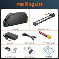 Batterie Lithium 52V 25Ah pour Vélo Électrique, Cellules 50A, BMS, Connecteur XT60, Chargeur 3A, Affichage LED de Puissance, Verrou de Sécurité, Stock UE 13s4p