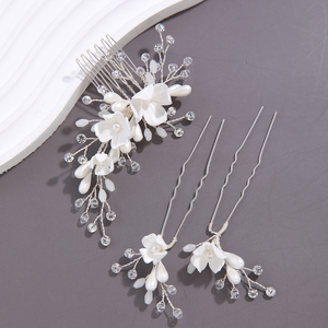 Set de Accesorios para el Cabello de Novia Estilo Bohemio, Peineta para el Cabello Hecha a Mano, Pasadores en Forma de U, Tocado de Cristal para Novia, para Bodas, Fiestas y Graduaciones - Product Image 1