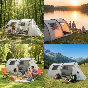 Tente d'extérieur portable en fibre <span class=keywords><strong>de</strong></span> verre quatre saisons imperméable 2026 pour <span class=keywords><strong>camping</strong></span> à domicile avec deux chambres et conception extensible – Vente en gros - Product Image 6