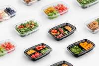 Conteneurs pour salades de fruits fournis par le fabricant, conteneurs d'emballage pour fruits en plastique PET transparent