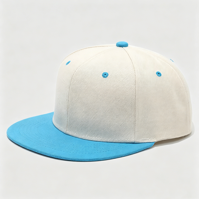 Beige with blue brim