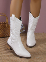 Sepatu Boots Wanita Model Baru Jahitan Runcing Hak Rendah Tinggi Sedang Gaya Fashion Koboi Barat