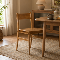 Chaise de salle à manger ergonomique en bois massif, siège incurvé, bords arrondis, chaise en bois minimaliste moderne avec pieds effilés pour salle à manger