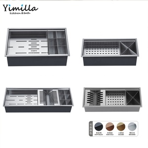Estación de secado para isla de cocina Yimilla, <span class=keywords><strong>escurreplatos</strong></span> <span class=keywords><strong>empotrado</strong></span> de acero inoxidable 304 con rejilla de secado integrada para encimera de cocina - Product Image 5