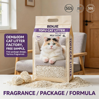 BENJIE6L Litière pour chat biodégradable écologique à agglomération rapide, jetable dans les toilettes, 99 % sans poussière, élimination des odeurs, certifiée ISO9001